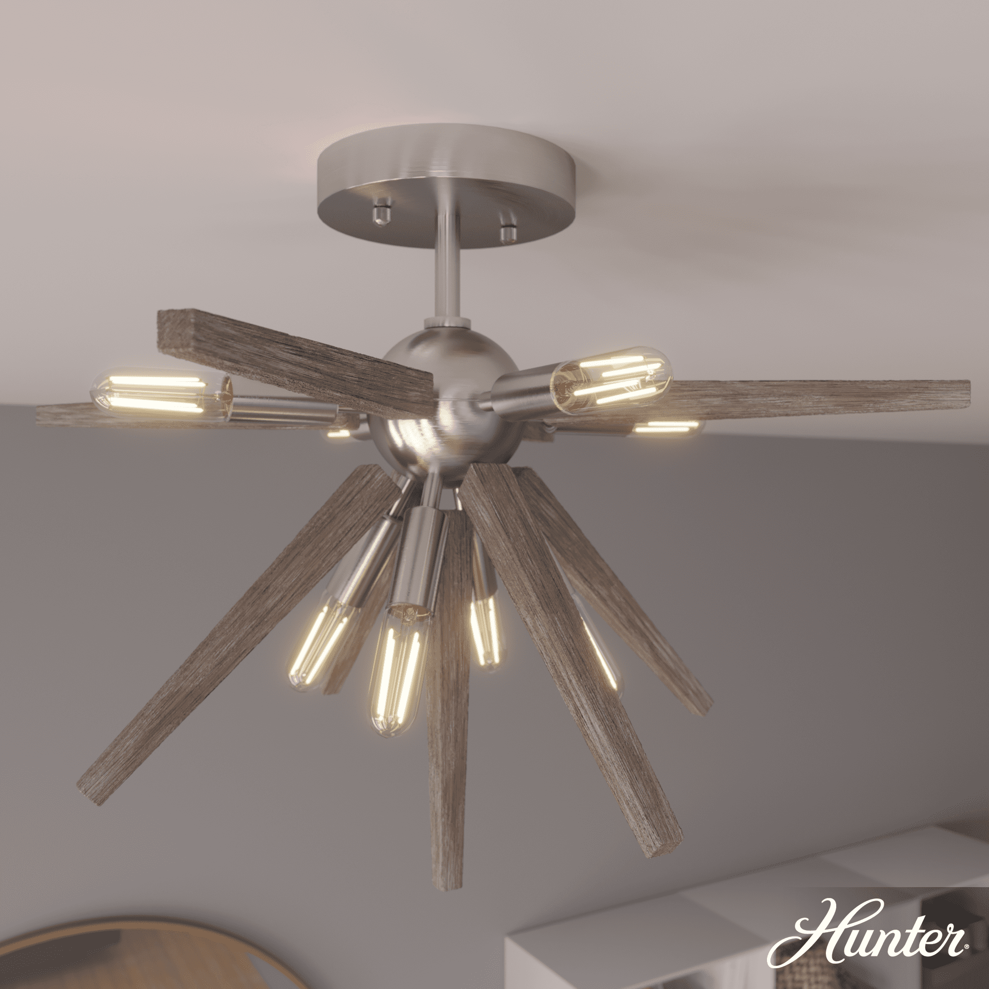 Jupiter Star Brushed Nickel 8-Light Modern Semi-Flush Ceiling Fixture