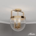 thumbnail image 1 of Hunter - Karloff 3-light Brushed Nickel, Medium Size Flush Mount Light, Dimmable, Casual Style, Urn Shaped, for Bedrooms, Dining, Living Rooms - 19836, 1 of 5