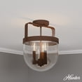 thumbnail image 1 of Hunter - Karloff 3-light Textured Rust, Medium Size Flush Mount Light, Dimmable, Casual Style, Urn Shaped, for Bedrooms, Dining, Living Rooms - 19835, 1 of 5
