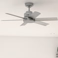 thumbnail image 1 of Hunter 44 inch Outdoor or Indoor Ceiling Fan No Light - Ceiling Fan without Light, For Patio, Porch, Garage, or Living Room, Standard Mount, 6 Blades, Wall Control - Kennicott 51115, Matte Silver, 1 of 17