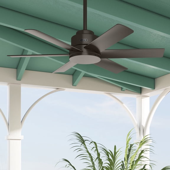 Hunter 44 inch Outdoor or Indoor Ceiling Fan No Light - Ceiling Fan without Light, For Patio, Porch, Garage, or Living Room, Standard Mount, 6 Blades, Wall Control - Kennicott 51114, Premier Bronze