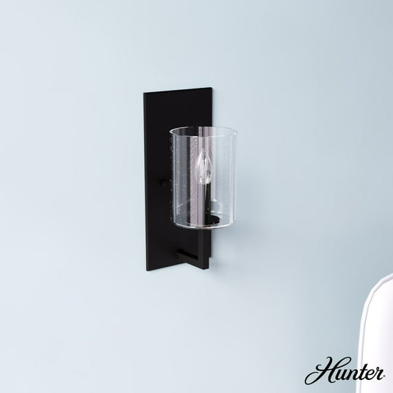 Hunter - Kerrison 1-light Natural Black Iron, Small Sconce Light, Dimmable, Modern Style, for Bedrooms, Dining, Living Rooms - 19544