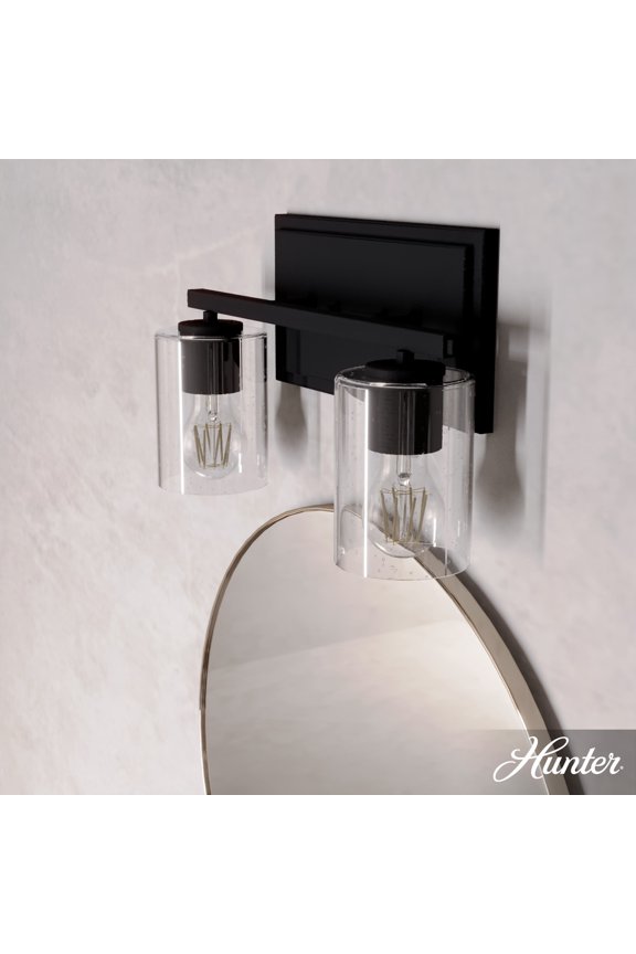 - Kerrison 2-light Natural Black Iron, Medium Size Vanity Light, Dimmable, for Bedrooms, Dining, Living Rooms - 48028