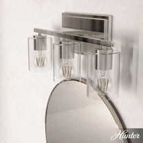 Hunter - Kerrison 3-light Brushed Nickel, Medium Size Vanity Light, Dimmable, for Bedrooms, Dining, Living Rooms - 48029