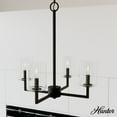 thumbnail image 1 of Hunter - Kerrison 4-light Natural Black Iron, Medium Size Chandelier, Dimmable, Candle Shaped, for Bedrooms, Dining, Living Rooms - 19536, 1 of 7