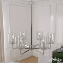 Hunter - Kerrison 6-light Brushed Nickel, Large Chandelier, Dimmable, Candle Shaped, for Bedrooms, Dining, Living Rooms - 19535
