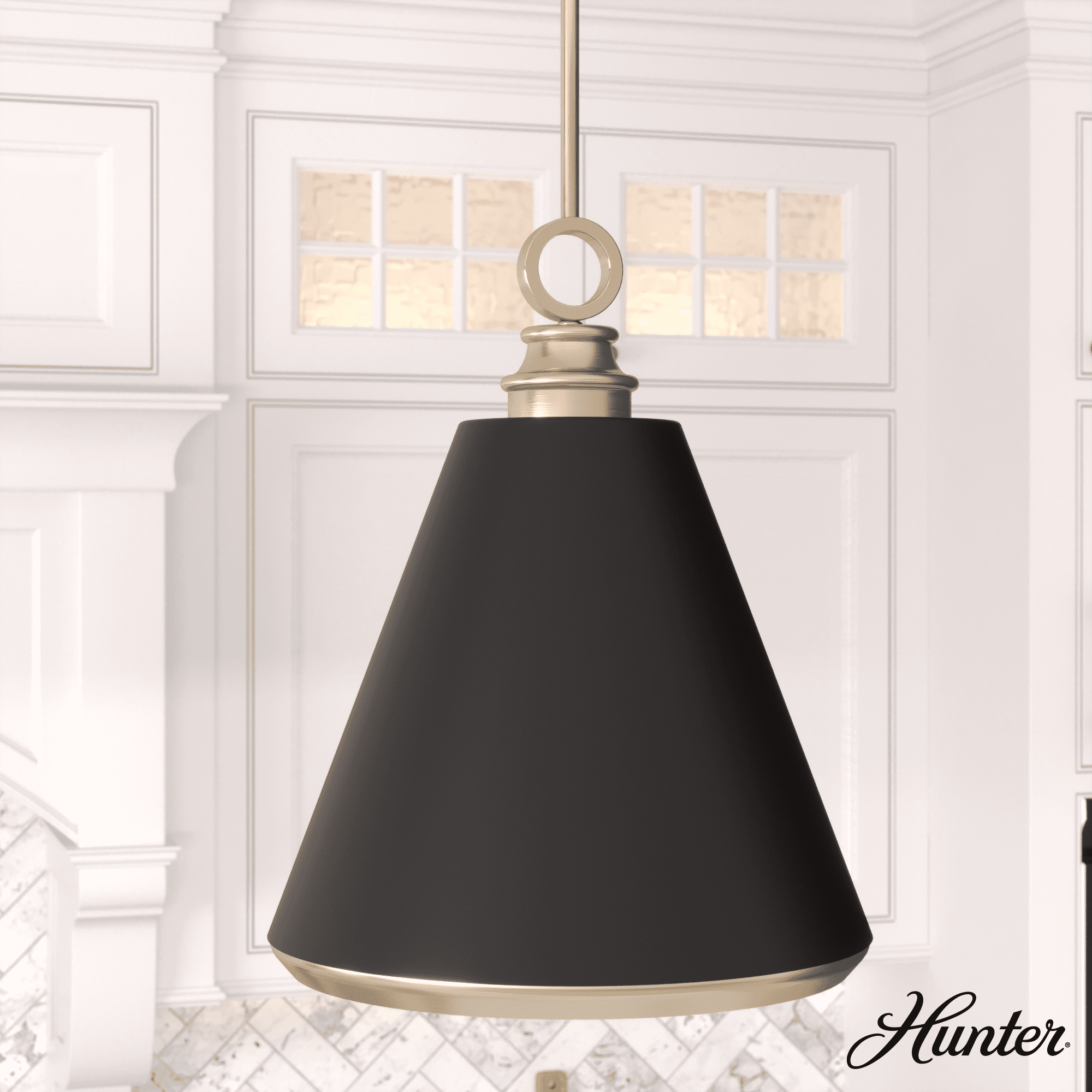 Alturas Gold and Matte Black 16" Modern Metal Pendant Light