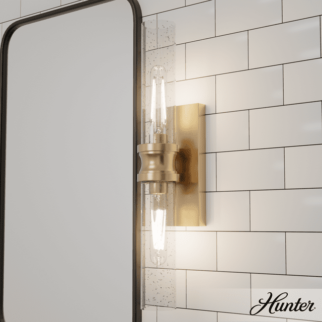 Hunter - Lenlock 2-light Alturas Gold, Medium Size Vanity Light, Dimmable, Modern Style, for Bedrooms, Kitchens, Dining, Living Rooms - 19927