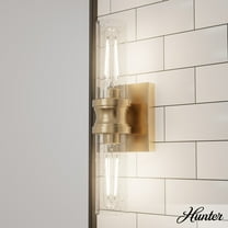Hunter - Lenlock 2-light Alturas Gold, Medium Size Vanity Light, Dimmable, Modern Style, for Bedrooms, Dining, Living Rooms - 19933