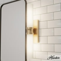 Hunter - Lenlock 2-light Alturas Gold, Medium Size Vanity Light, Dimmable, Modern Style, for Bedrooms, Dining, Living Rooms - 19924