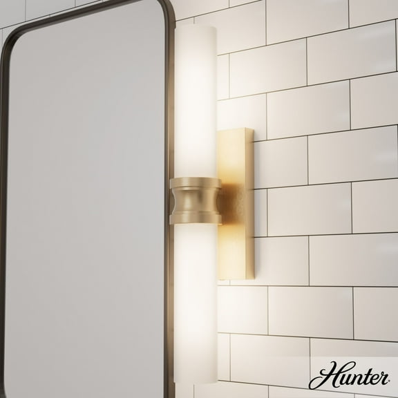 Hunter - Lenlock 2-light Alturas Gold, Medium Size Vanity Light, Dimmable, Modern Style, for Bedrooms, Dining, Living Rooms - 19924