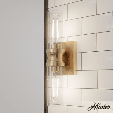 Hunter - Lenlock 2-light Alturas Gold, Medium Size Vanity Light, Dimmable, Modern Style, for Bedrooms, Kitchens, Dining, Living Rooms - 19933
