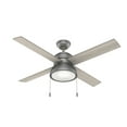thumbnail image 1 of Hunter - Loki Indoor Ceiling Fan With Light, 52-inch, Matte Silver, Casual-style, 3-speed WhisperWind Motor, 51031, for living rooms, bedrooms, home offices, kitchens, 1 of 14
