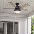 thumbnail image 1 of Hunter 52 inch Outdoor or Indoor Ceiling Fan with LED Light - Rustic Ceiling Fan with Pull Chain, For Bedroom, Living Room, or Patio, Low Profile Mount, No Remote - Mill Valley 59310, Matte Black, 1 of 15