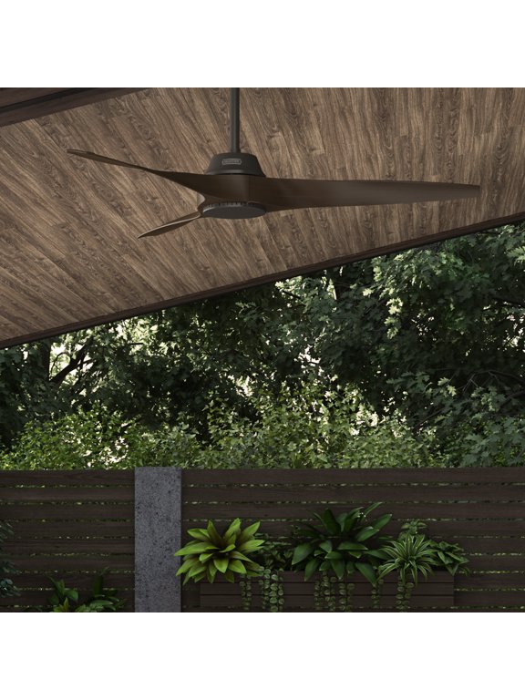 - Mosley Indoor/Outdoor Ceiling Fan, Wall Control, 52-inch, Premier Bronze, Industrial-style, 3-speed WhisperWind Motor, 50962, for Porches, Bathrooms