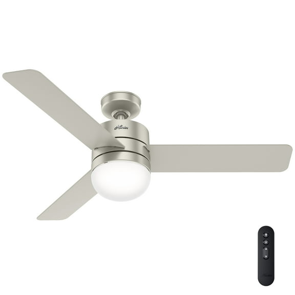 Hunter - Neutron Indoor Ceiling Fan With Light, Remote, 54-inch, Matte Nickel, Casual-style, 3-speed WhisperWind Motor, WiFi Smarthome, 51153, for living rooms, bedrooms, home offices, kitchens