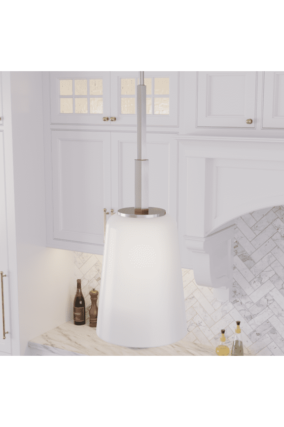 - Nolita 1-light Brushed Nickel, Small Pendant Light, Dimmable, Modern Style, Cone Shaped, for Bedrooms, Kitchens, Dining, Living Rooms - 19885