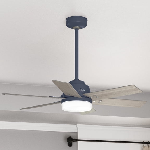 Hunter 44 inch Indoor Ceiling Fan with LED Light and Remote Control - Standard Mount Ceiling Fan, 6 Blades, For Bedroom, Living Room, or Kitchen, Quiet - Pacer 51206, Indigo Blue