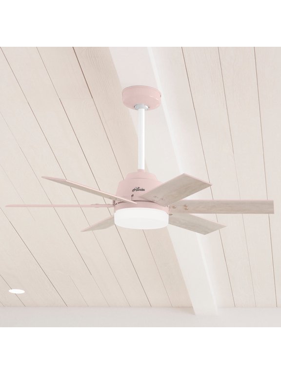44 inch Indoor Ceiling Fan with LED Light and Remote Control - Standard Mount Ceiling Fan, 6 Blades, For Bedroom, Living Room, or Kitchen, Quiet - Pacer 51207, Blush Pink