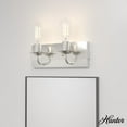 thumbnail image 1 of Hunter - Perch Point 2-light Brushed Nickel, Small Vanity Light, Dimmable, Casual Style, for Bedrooms, Dining, Living Rooms - 19431, 1 of 6