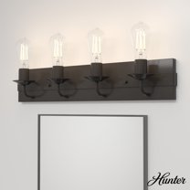 Hunter - Perch Point 4-light Noble Bronze, Medium Size Vanity Light, Dimmable, Casual Style, for Bedrooms, Dining, Living Rooms - 19434