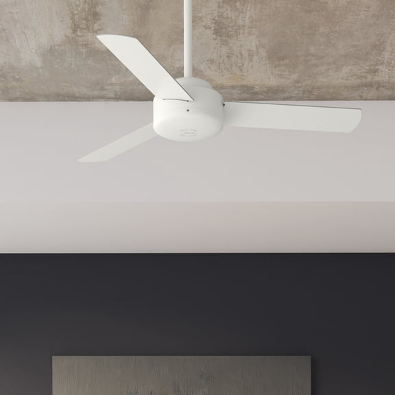Hunter 44 inch Indoor Ceiling Fan No Light - White Modern Ceiling Fan without Light, 3 Blades, Standard Mount, For Bedroom, Living Room, or Kitchen, Wall Control - Presto 51848, Matte White