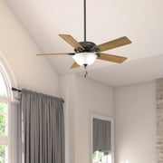Hunter 52 inch Indoor Ceiling Fan with LED Light - Bronze Ceiling Fan with Pull Chain, For Bedroom or Living Room, Standard Mount, No Remote, 5 Blades, Includes Bulbs - Pros Best 52726, Noble Bronze