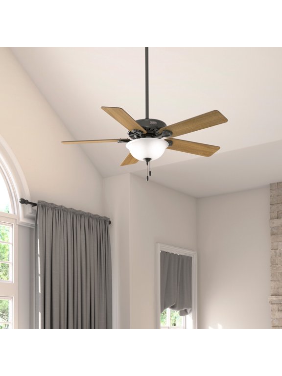 52 inch Indoor Ceiling Fan with LED Light - Bronze Ceiling Fan with Pull Chain, For Bedroom or Living Room, Standard Mount, No Remote, 5 Blades, Includes Bulbs - Pro's Best 52726, Noble Bronze