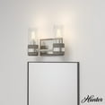 thumbnail image 1 of Hunter - River Mill 2-light Brushed Nickel, Small Vanity Light, Dimmable, Rustic Style, Rectangle Shaped, for Bedrooms, Dining, Living Rooms - 19465, 1 of 6