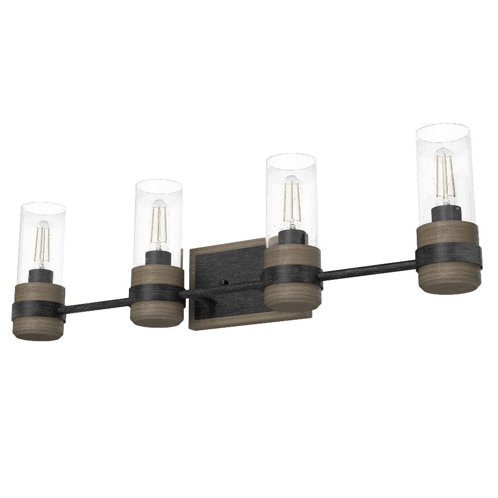 Rustic Iron 4-Light Dimmable Vanity Light with Clear Glass Shades