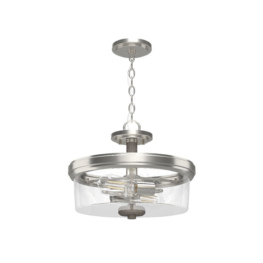 River Mill Brushed Nickel and Glass Semi Flush Mount Light