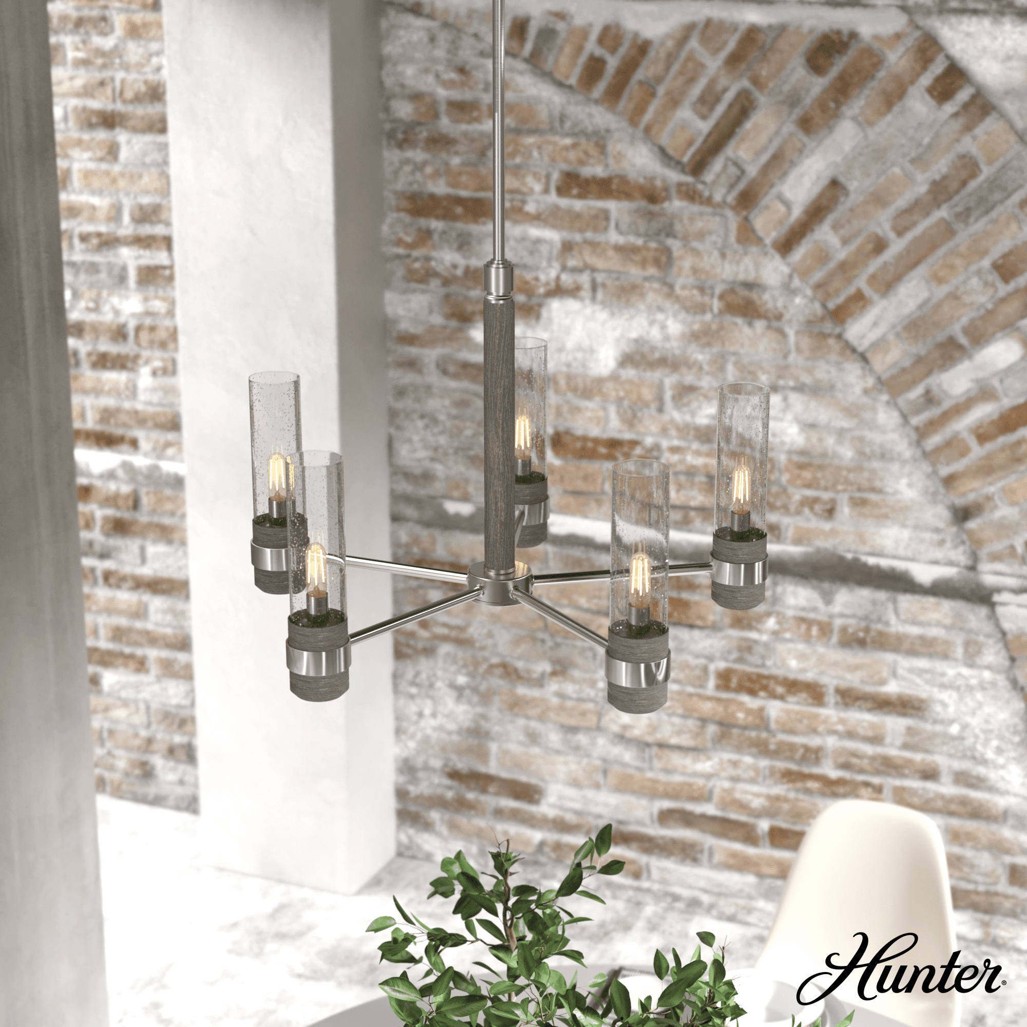 River Mill Brushed Nickel 5-Light Candle Chandelier