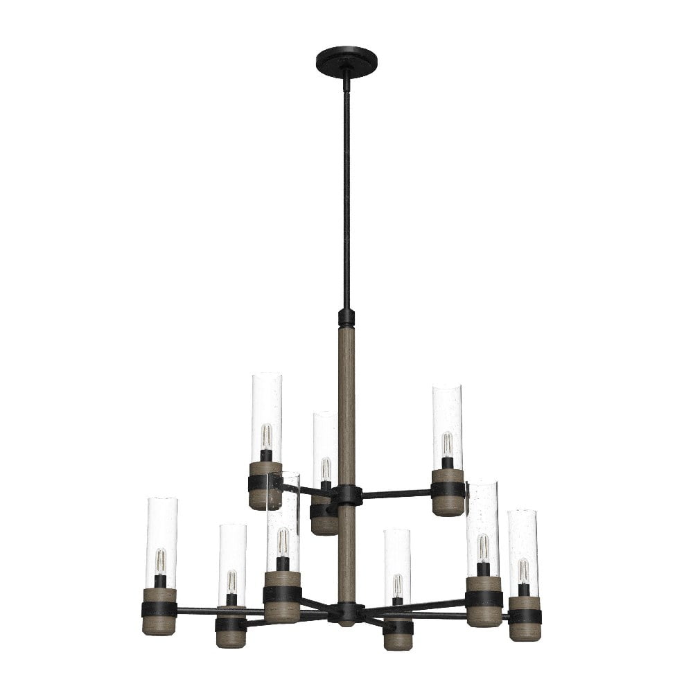 Rustic Iron 30" Two-Tier 9-Light Chandelier