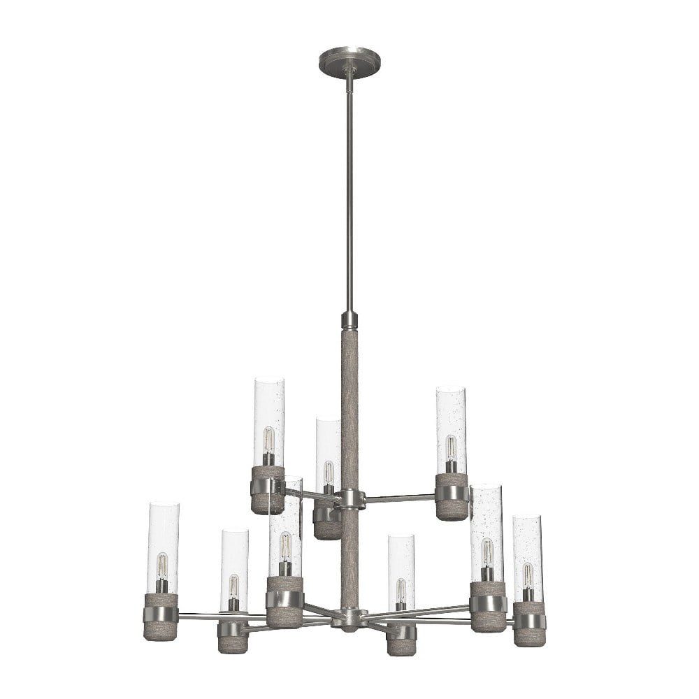 River Mill Brushed Nickel 9-Light 2-Tier Chandelier