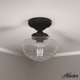 thumbnail image 1 of Hunter - Saddle Creek 1-light Noble Bronze, Small Flush Mount Light, Dimmable, Schoolhouse Style, Schoolhouse Shaped, for Bedrooms, Kitchens, Dining, Living Rooms - 19114, 1 of 5