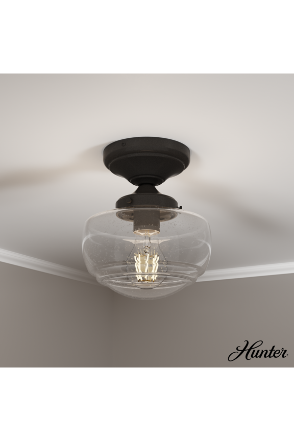 - Saddle Creek 1-light Noble Bronze, Small Flush Mount Light, Dimmable, Schoolhouse Style, Schoolhouse Shaped, for Bedrooms, Kitchens, Dining, Living Rooms - 19114