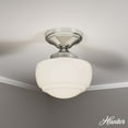 thumbnail image 1 of Hunter - Saddle Creek 1-light Brushed Nickel, Small Flush Mount Light, Dimmable, Schoolhouse Style, Schoolhouse Shaped, for Bedrooms, Dining, Living Rooms - 19048, 1 of 5