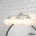 thumbnail image 1 of Hunter - Saddle Creek 3-light Brushed Nickel, Medium Size Vanity Light, Dimmable, Schoolhouse Style, for Bedrooms, Kitchens, Dining, Living Rooms - 19460, 1 of 6