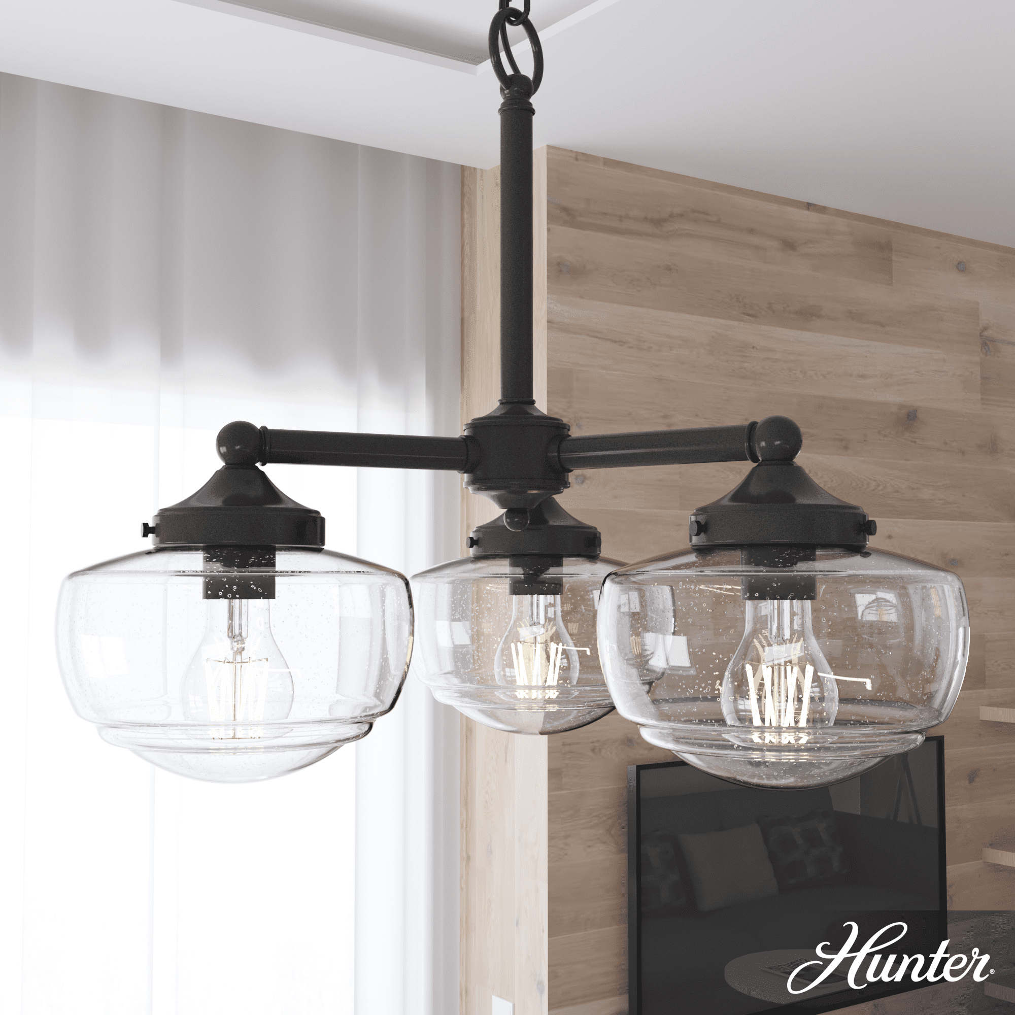 Noble Bronze Saddle Creek 3-Light Schoolhouse Chandelier