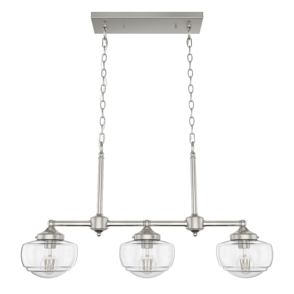 Saddle Creek Brushed Nickel 3-Light Schoolhouse Linear Chandelier