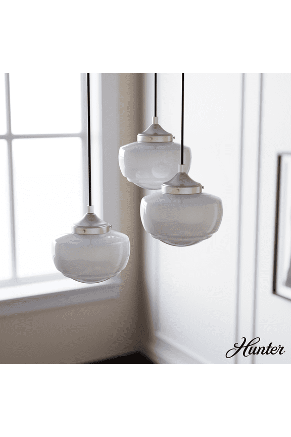 - Saddle Creek 3-light Brushed Nickel, Medium Size Cluster Light, Dimmable, Schoolhouse Style, Round Shaped, for Bedrooms, Kitchens, Dining, Living Rooms - 19500