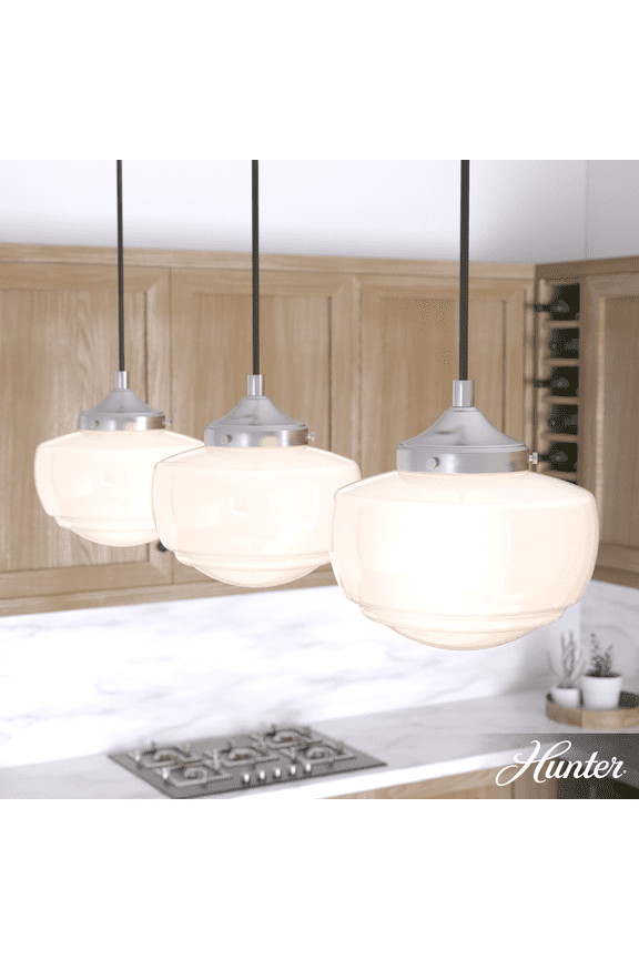 - Saddle Creek 3-light Brushed Nickel, Large Cluster Light, Dimmable, Schoolhouse Style, Linear Shaped, for Bedrooms, Kitchens, Dining, Living Rooms - 19496
