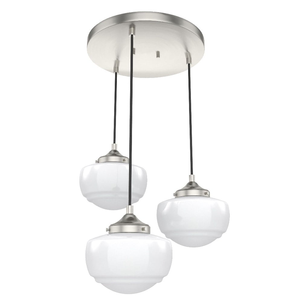 Saddle Creek Brushed Nickel 3-Light Schoolhouse Pendant