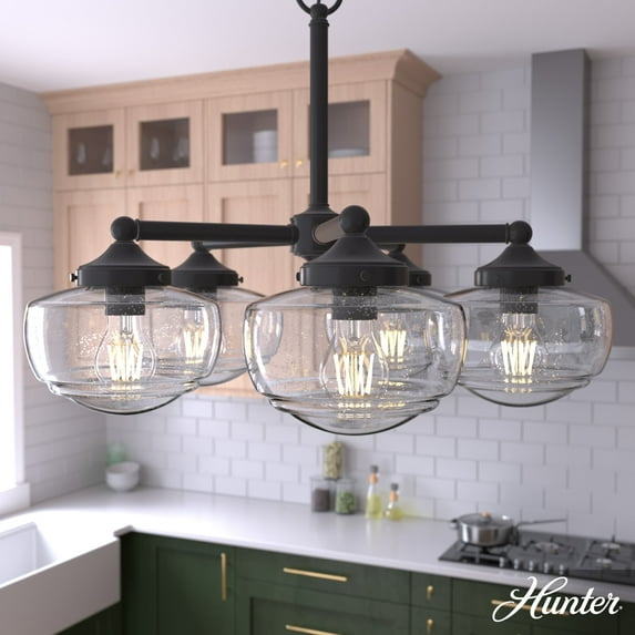 Hunter - Saddle Creek 5-light Noble Bronze, Large Chandelier, Dimmable, Schoolhouse Style, Candle Shaped, for Bedrooms, Kitchens, Dining, Living Rooms - 19362