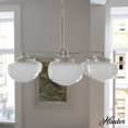thumbnail image 1 of Hunter - Saddle Creek 6-light Brushed Nickel, Large Chandelier, Dimmable, Schoolhouse Style, Candle Shaped, for Bedrooms, Kitchens, Dining, Living Rooms - 19062, 1 of 7