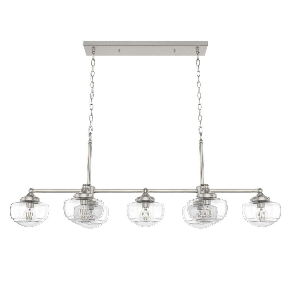 Saddle Creek Brushed Nickel 7-Light Linear Schoolhouse Chandelier