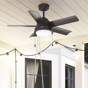 Hunter 44 inch Outdoor or Indoor Ceiling Fan with LED Light and Pull Chain - Bronze Ceiling Fan, Standard Mount, 5 Blades, For Patio, Porch, Garage, or Living Room - Seawall 51441, Noble Bronze