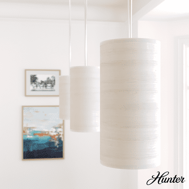 Hunter - Solhaven 1-light Bleached Alder, Mini Pendant Light, Dimmable, Modern Style, Cylinder Shaped, for Bedrooms, Kitchens, Dining, Living Rooms - 19240
