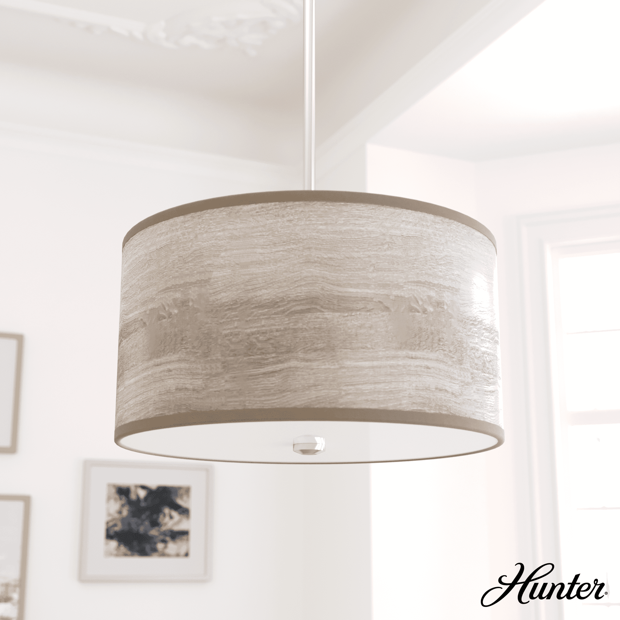 Solhaven 14" Light Grey Oak Drum Pendant Light