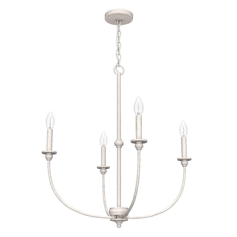 Distressed White Mini Metal 4-Light Chandelier
